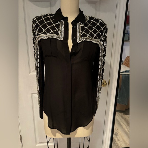 BALMAIN For H&M Silk Blouse Size 6 - Picture 3 of 14